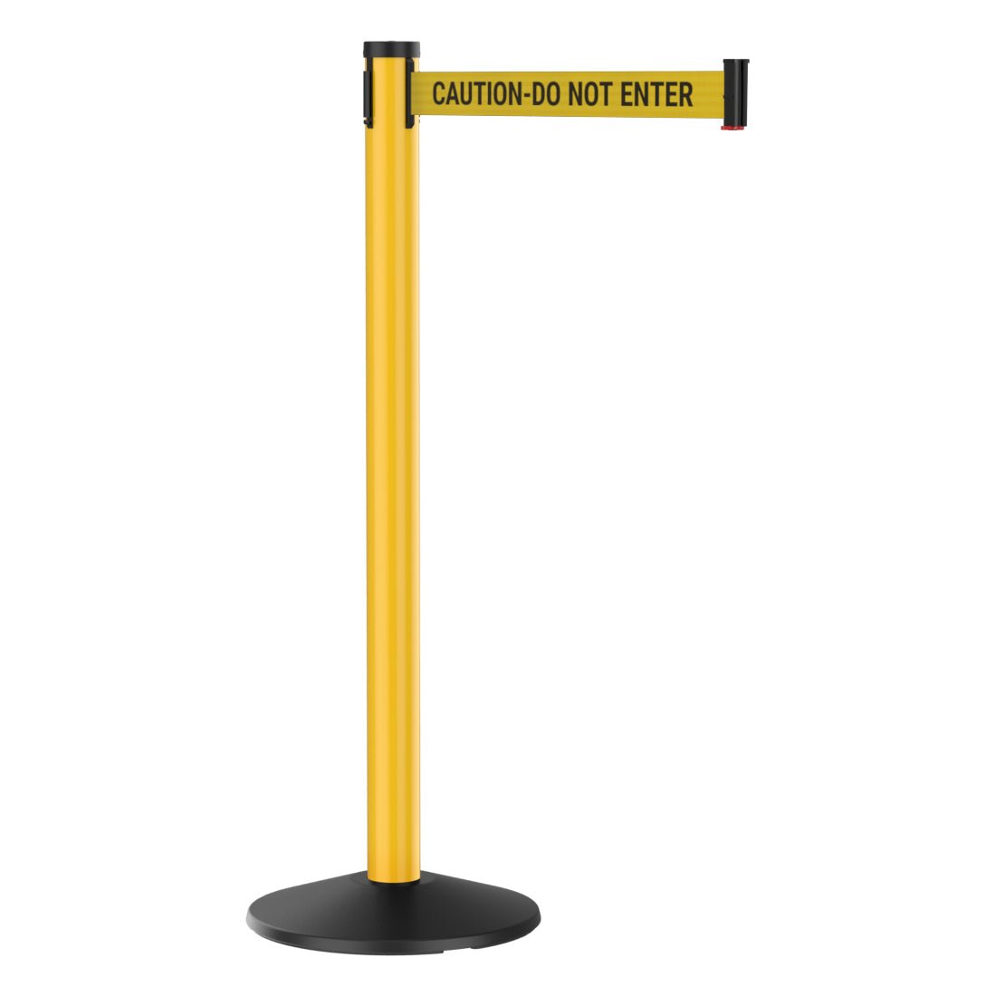 Visiontron Premium Outdoor Retractable Belt Barrier – Yellow Post, 10' Belt, Heavy - Duty Crowd Control Stanchion - Crowd Control Warehouse