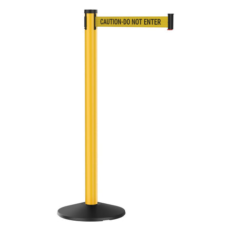 Visiontron Premium Outdoor Retractable Belt Barrier – Yellow Post, 10' Belt, Heavy - Duty Crowd Control Stanchion - Crowd Control Warehouse