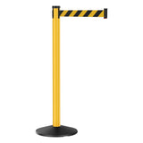 Visiontron Premium Outdoor Retractable Belt Barrier – Yellow Post, 10' Belt, Heavy - Duty Crowd Control Stanchion - Crowd Control Warehouse