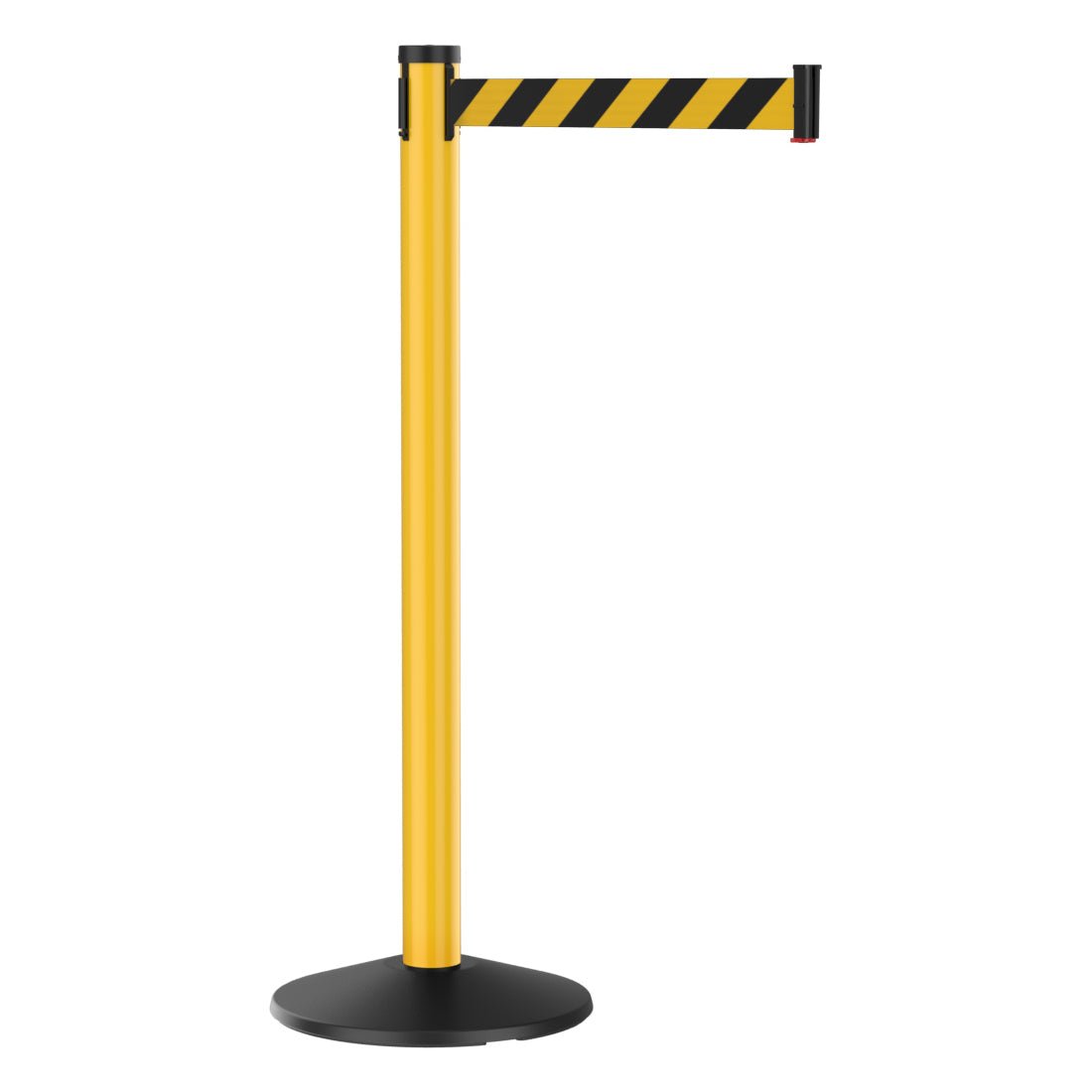 Visiontron Premium Outdoor Retractable Belt Barrier – Yellow Post, 10' Belt, Heavy - Duty Crowd Control Stanchion - Crowd Control Warehouse