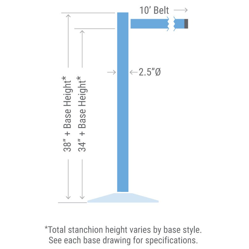 Visiontron Premium Stanchion with 10' Retractable Belt - High - Traffic Crowd Control - Crowd Control Warehouse