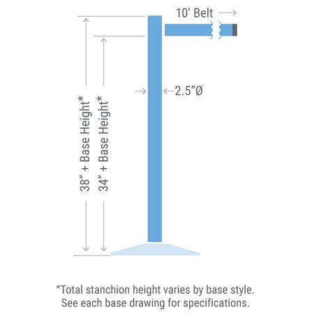 Visiontron Premium Stanchion with 10' Retractable Belt - High - Traffic Crowd Control - Crowd Control Warehouse