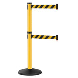 Visiontron Premium Yellow Outdoor Stanchion with Dual 10' Retractable Belt - Crowd Control Warehouse