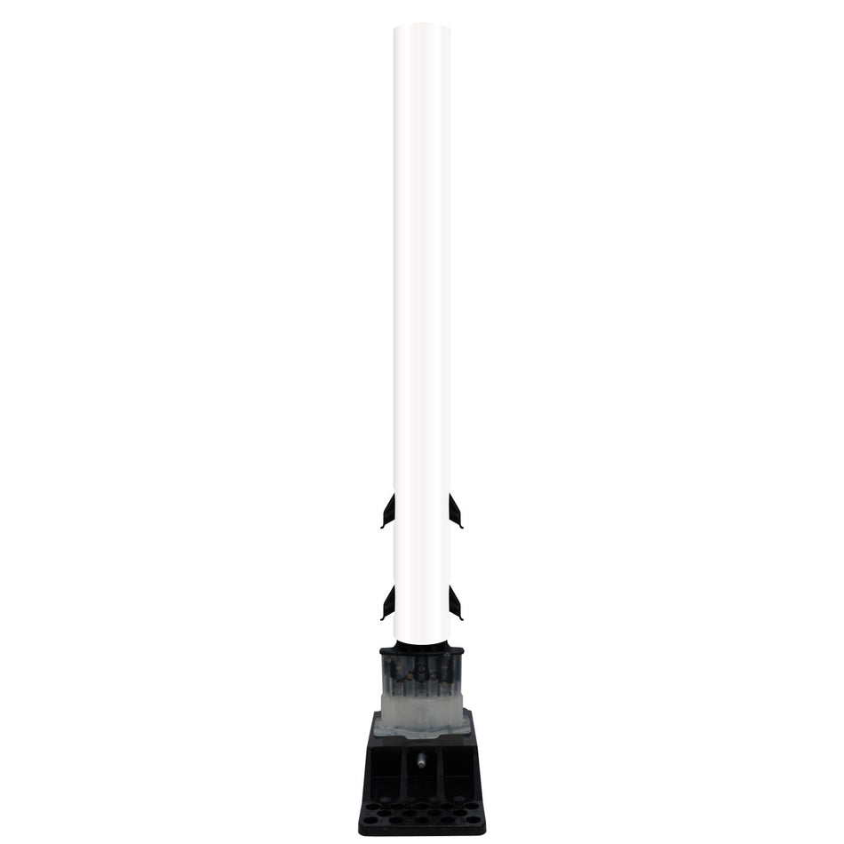 FlexStake Center Line Surface Mount Base Traffic Delineator - White Tubular Post with Reflective Options