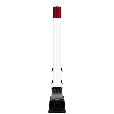 FlexStake Center Line Surface Mount Base Traffic Delineator - White Tubular Post with Reflective Options