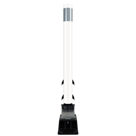 FlexStake Center Line Surface Mount Base Traffic Delineator - White Tubular Post with Reflective Options