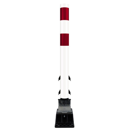 FlexStake Center Line Surface Mount Base Traffic Delineator - White Tubular Post with Reflective Options