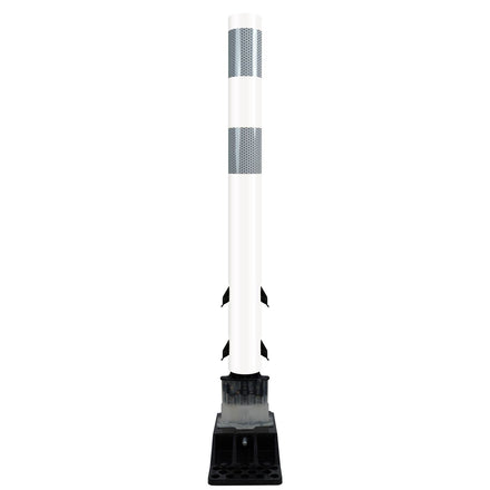 FlexStake Center Line Surface Mount Base Traffic Delineator - White Tubular Post with Reflective Options