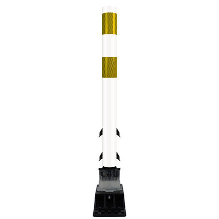 FlexStake Center Line Surface Mount Base Traffic Delineator - White Tubular Post with Reflective Options
