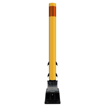 FlexStake Center Line Surface Mount Base Traffic Delineator - Yellow Tubular Post with Reflective Options