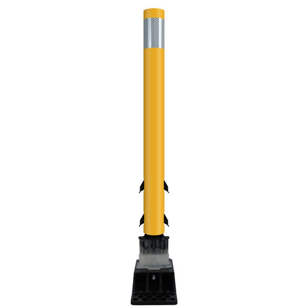 FlexStake Center Line Surface Mount Base Traffic Delineator - Yellow Tubular Post with Reflective Options