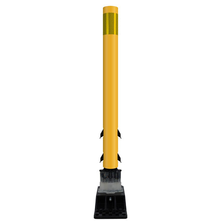 FlexStake Center Line Surface Mount Base Traffic Delineator - Yellow Tubular Post with Reflective Options