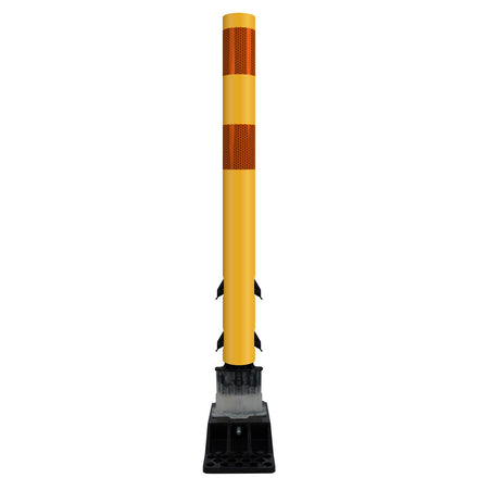 FlexStake Center Line Surface Mount Base Traffic Delineator - Yellow Tubular Post with Reflective Options
