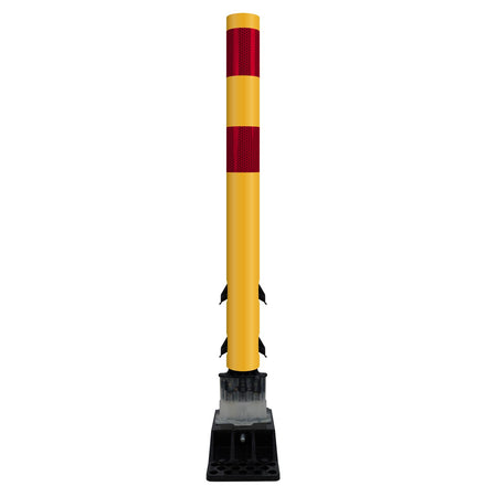 FlexStake Center Line Surface Mount Base Traffic Delineator - Yellow Tubular Post with Reflective Options