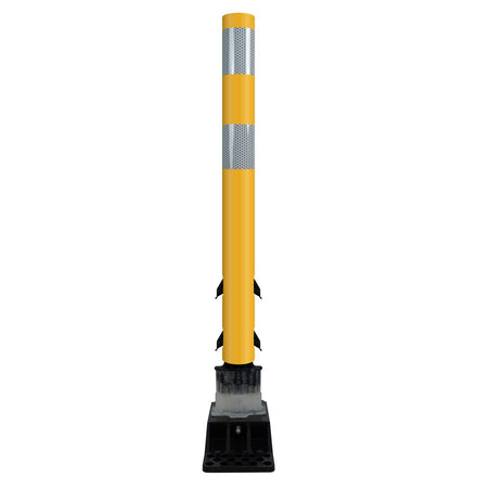 FlexStake Center Line Surface Mount Base Traffic Delineator - Yellow Tubular Post with Reflective Options