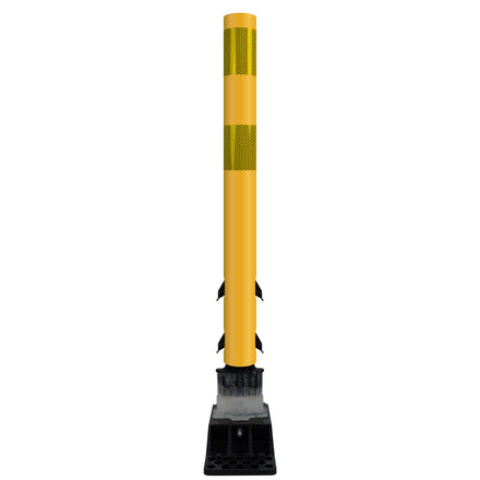 FlexStake Center Line Surface Mount Base Traffic Delineator - Yellow Tubular Post with Reflective Options