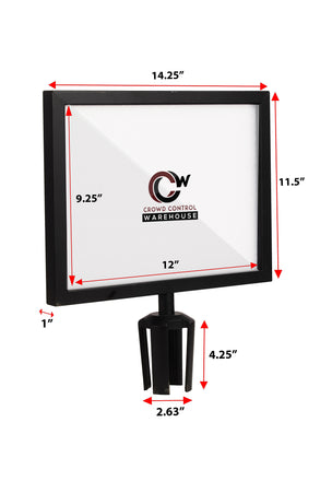 Post Top Sign Frame for CCW Series Retractable Belt Barriers