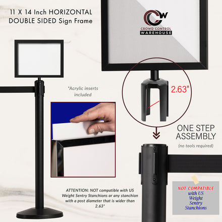 Post Top Sign Frame for Retractable Belt Barriers