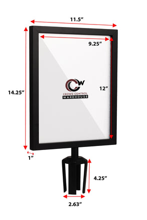 Post Top Sign Frame for CCW Series Retractable Belt Barriers