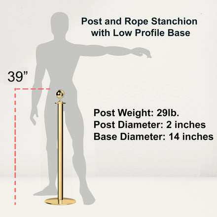 Ball Top Rope Stanchion with Low Profile Base - Montour Line CXLine