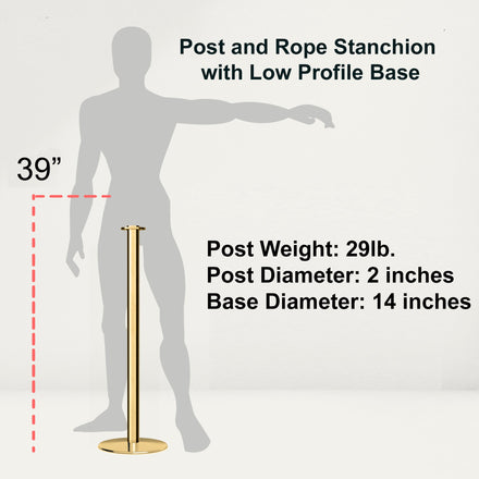 Flat Top Rope Stanchion with Low Profile Base - Montour Line CXLine