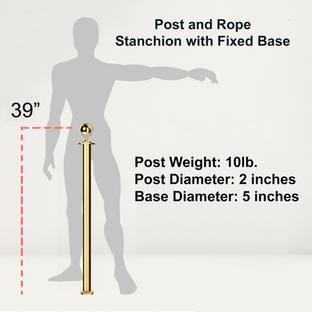 Ball Top Rope Stanchion with Fixed Base - Montour Line CXLineF
