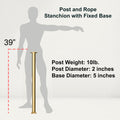 Flat Top Rope Stanchion with Fixed Base - Montour Line CXLineF