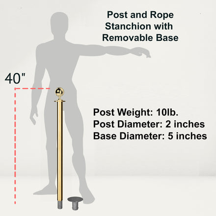 Ball Top Rope Stanchion with Removable Base - Montour Line CXlineR