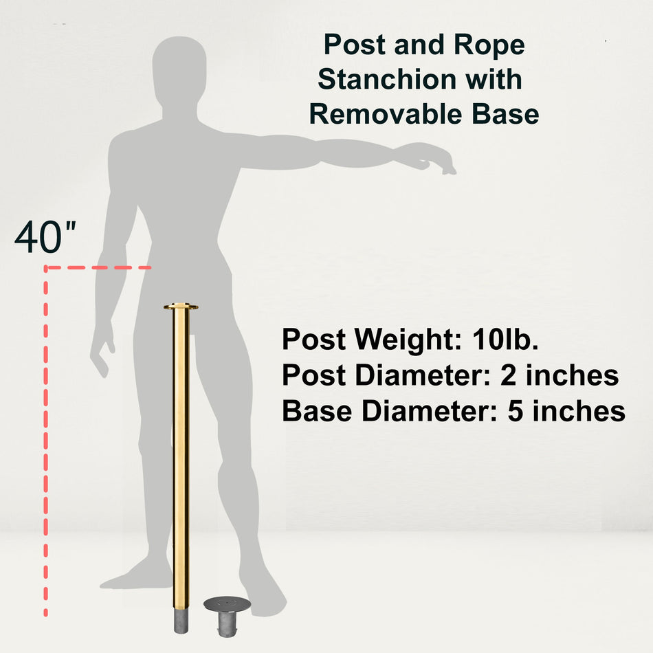 Flat Top Rope Stanchion with Removable Base - Montour Line CXlineR