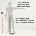 Flat Top Rope Stanchion with Removable Base - Montour Line CXlineR