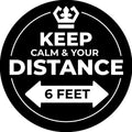 Floor Stickers: Keep Calm And Keep Your Distance - 8 inches Diameter