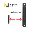 Wall Mounted Retractable Belt Barrier with Removable Plate, Black Steel Metal Case with Standard Belt End, 13 ft Belt - Montour Line WM115