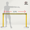 Retractable Belt Barrier Stanchion, Water Fillable Base, Yellow PVC Plastic Post, 13 Ft  Belt - Montour Line MSH630