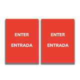 2 - Sided Sign Insert - 'ENTER/ENTRADA' - Crowd Control Warehouse