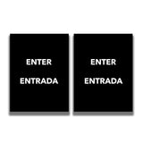 2 - Sided Sign Insert - 'ENTER/ENTRADA' - Crowd Control Warehouse