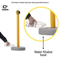 Retractable Belt Barrier Stanchion, Water Fillable Base, Yellow PVC Plastic Post, 7.5 Ft  Belt - Montour Line MSH630