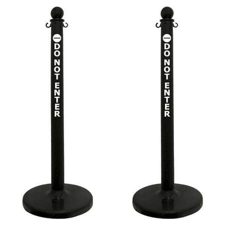 2.5 in. 'DO NOT ENTER' Black Plastic Ball Top Stanchion - Crowd Control Warehouse