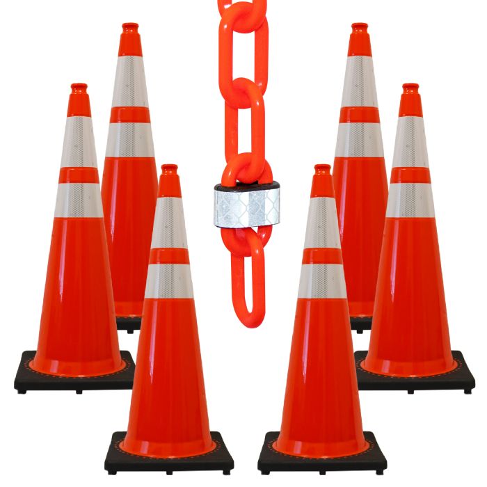 Reflective Traffic Cone and Chain Kit Crowd Control Warehouse