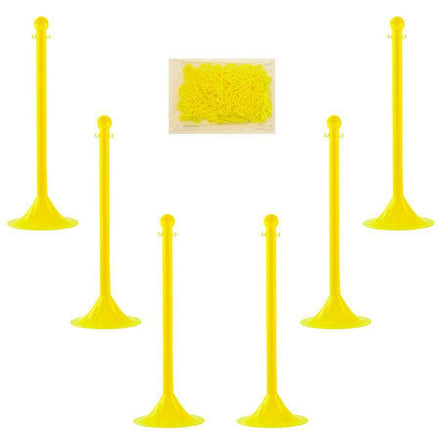 Light Duty Plastic Stanchion Posts and Chain Kit with (6) Posts and 50 Ft. of Chain in Your *Choice of Colors*