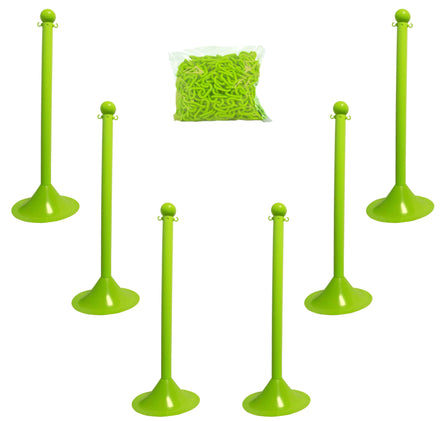 Light Duty Plastic Stanchion Posts and Chain Kit with (6) Posts and 50 Ft. of Chain