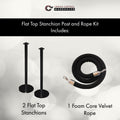 Post and Rope Stanchion Kit, Flat Top Posts, 6 Ft. Velvet Foam Core Rope - Montour Line