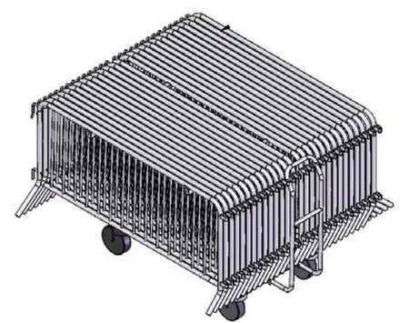 30 Pack - 8.5 Ft Economy Pre - Galvanized Steel Barricades + Storage Cart - Crowd Control Warehouse