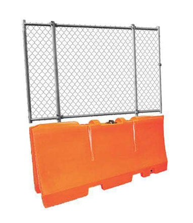 Orange Water/Sand Fillable Traffic Barrier - 32" H x 72" L x 18" W with Fencing Panel