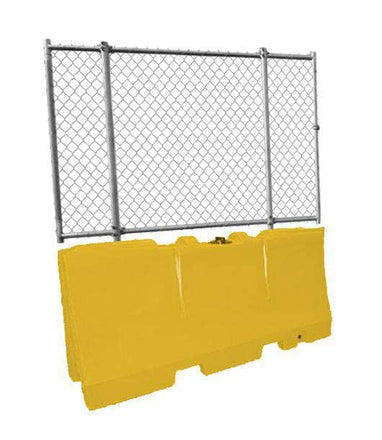 Yellow Water/Sand Fillable Traffic Barrier - 32" H x 72" L x 18" W with fence panel