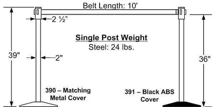 Visiontron Retracta-Belt Thin Line Post - 10 Ft. Belt