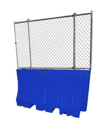 Blue Water/Sand Fillable Traffic Barrier - 42" H x 72" L x 24" W with fencing