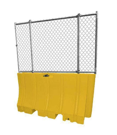 Yellow Water/Sand Fillable Traffic Barrier - 42" H x 72" L x 24" W with fencing