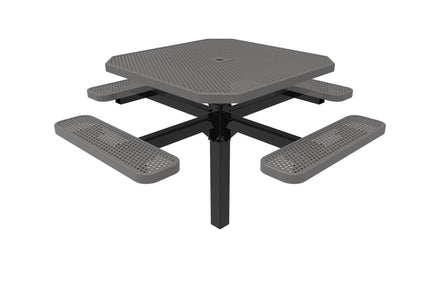 Octagon Pedestal Picnic Table with 4 Seats - Circular Pattern - 46 In.