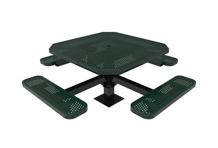 Octagon Pedestal Picnic Table with 4 Seats - Circular Pattern - 46 In.