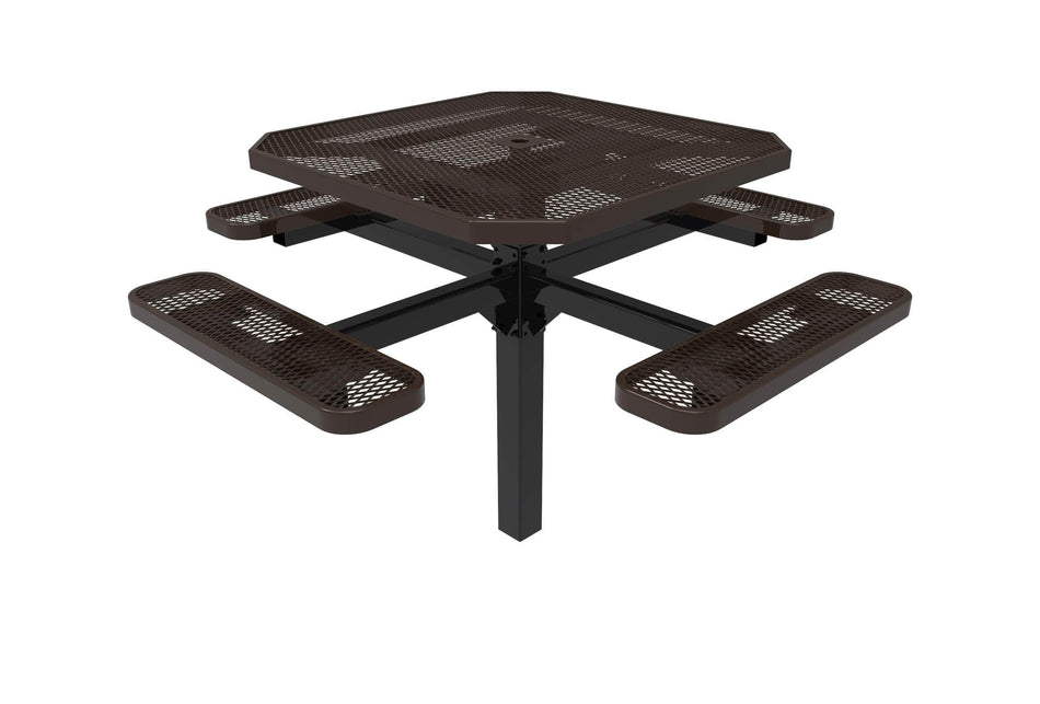 Octagon Pedestal Picnic Table with 4 Seats - Diamond Pattern - 46 In.